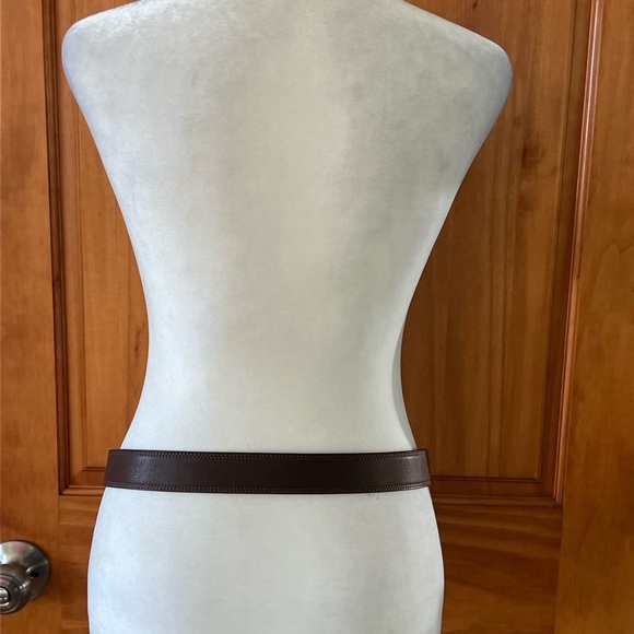 Brown Synthetic Leather Belt with Silver Buckle - Picture 2 of 6